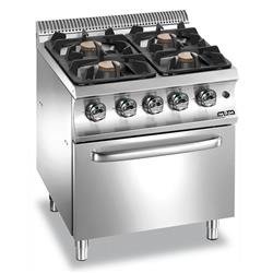 4-BURNER COOKER WITH ELECTRIC OVEN-STATIC GN 2/1 G4FE77XL MBM