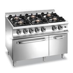 6-BURNER COOKER WITH GN 2/1 STATIC ELECTRIC OVEN G6FEA77XL MBM