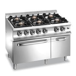 6-BURNER COOKER WITH GN 2/1 STATIC GAS OVEN G6FA77XL MBM