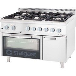 Gas cooker, 6-burner with electric oven, 32.5+7 kW, G20 9717110 STALGAST