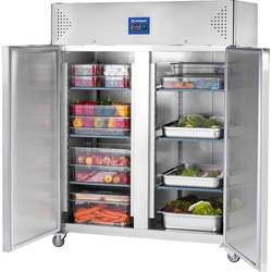 Stainless steel 2 door refrigerated cabinet, GN 2/1, V 1300 l STALGAST 830130