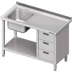 Table with 1-bowl sink.(L), with a block of three drawers and a shelf 1000x600x850 mm STALGAST MEBLE 982376100