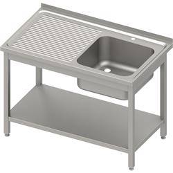 Table with 1-bowl sink.(P),with shelf 1000x600x850 mm bolted, pressed top STALGAST MEBLE 983146100