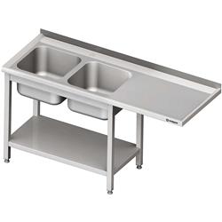 Table with 2 compartment sink.(L) and space for a refrigerator or dishwasher 2100x600x900 mm STALGAST MEBLE 981046210