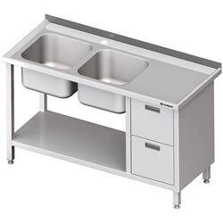 Table with 2 compartment sink.(L), with a block of two drawers and a shelf 1700x600x850 mm STALGAST MEBLE 981086170