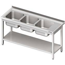 Table with 3 compartment sink.(L),with shelf 1700x600x850 mm bolted STALGAST MEBLE 981146170