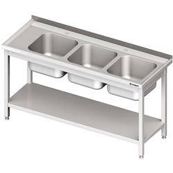 Table with 3 compartment sink.(P),with shelf 1500x600x850 mm welded STALGAST MEBLE 981136150S