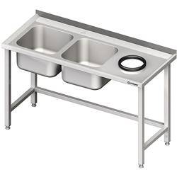 Wall table with sink without shelf with opening 1900x600x850 mm, 2 compartments left welded STALGAST MEBLE 981026190