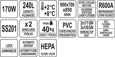 240L 2 DOOR REFRIGERATED TABLE WITH EXTENSION YG-05260 | YG-05260