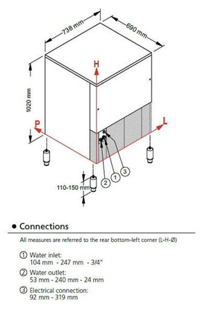 Frozen Stone ice cube maker | 140 kg/24h | water cooling system | SLT290W