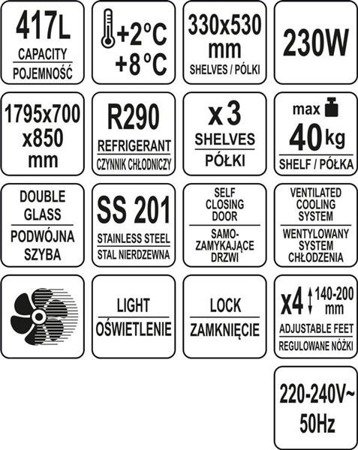 REFRIGERATED TABLE 417L 3 DOOR GLAZED | YG-05257