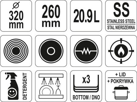 Edelstahltopf mit Deckel 32x26CM 20.9L | YG-00005