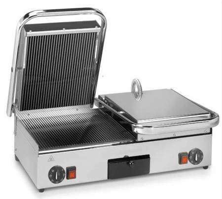 Kontakt-Panini-Grill | Keramik-Toaster | Doppel-Toaster | oben und unten geriffelt | 3 kW | 640x480x210 | RQ17062