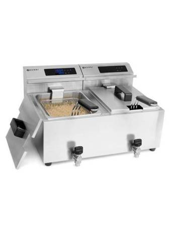 Mastercook digitale Plattenfritteuse mit Ablasshahn - 2 HENDI 207376