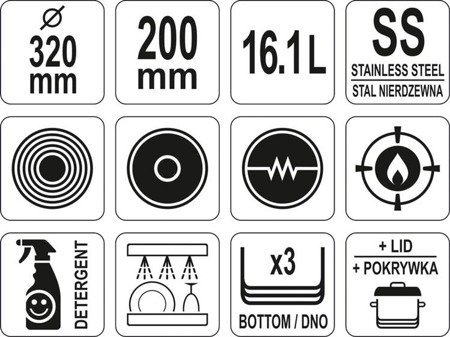 Mittlerer Topf mit Edelstahldeckel 32x20CM 16,1L | YG-00025