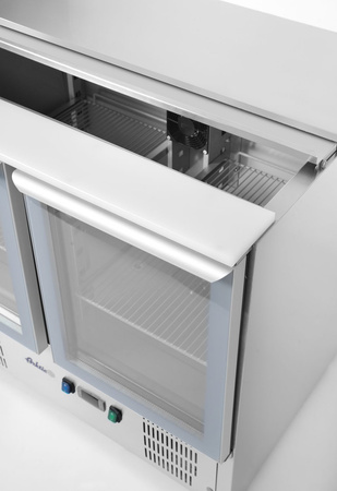 Stół chłodniczy sałatkowy 2-drzwiowy przeszklony z pokrywą uchylną HENDI 236246