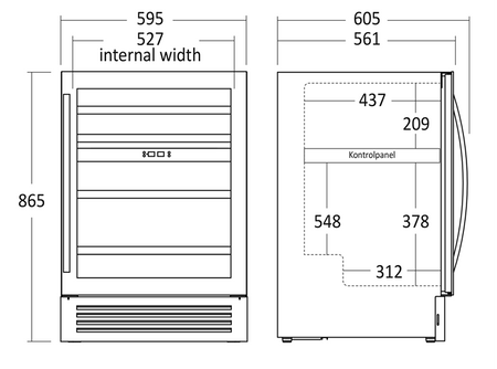 Winiarka | chłodziarka do wina | dwustrefowa | 164 l | na 44 butelki | 595x561x865 mm | SV85B