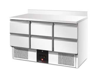 Stół chłodniczy 6-szufladowy RQS903 6D | 368 l | agregat na dole | 1367x700x962 mm