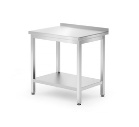 Stół przyścienny z półką Budget Line – skręcany 800x600x(H)850 | HENDI 817261