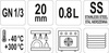 POJEMNIK GASTRONOMICZNY ZE STALI NIERDZEWNEJ GN 1/3 20 | YG-00270
