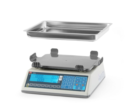 Waga kalkulacyjna LCD z legalizacją, seria EGE, głęboka szalka, 30 kg  | HENDI TEM030C-PZR