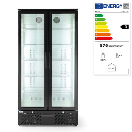 Lodówka barowa 2-drzwiowa, Arktic, 477 l, czarna HENDI 233931