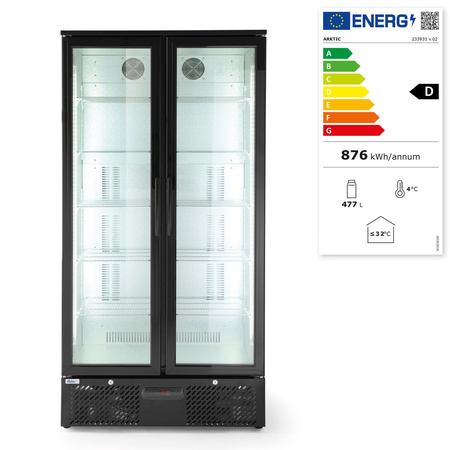 Lodówka barowa 2-drzwiowa, Arktic, 477 l, czarna HENDI 233931
