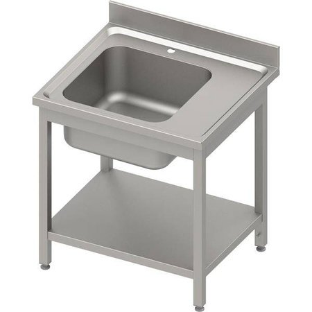Stół ze zlewem 1-kom.(L),z półką 800x700x850 mm skręcany, blat tłoczony,rant puszkowy 100x15x10 STALGAST MEBLE 984477080