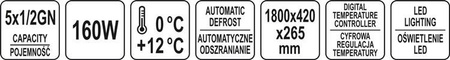 WITRYNA CHŁODNICZA 5x1/2 GN 180x42x29,5 | YG-05005