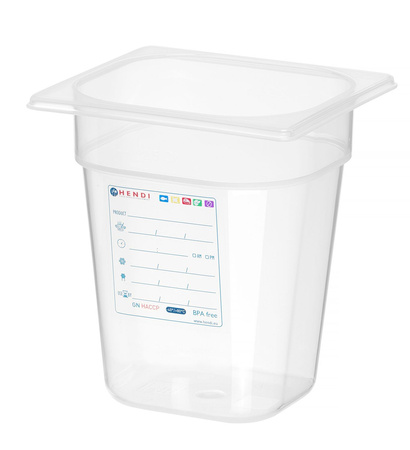 Pojemnik GN HACCP z polipropylenu 1/6 200 - bez pokrywki HENDI 880456