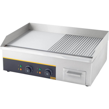 Płyta grillowa 1/2 gładka, 1/2 ryflowana, Gredil, P 3.5 kW, U 230 V STALGAST 745120