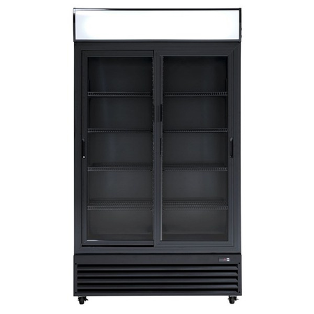 Szafa chłodnicza przeszklona SD1002BSLE | drzwi przesuwne | czarna | 670l