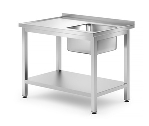 Stół z jednym zlewem z półką, prawy - skręcany, o wym.1000x700x(H HENDI 812938