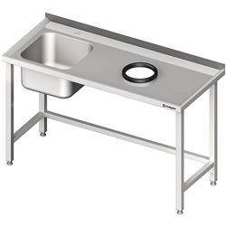 Stół przyścienny ze zlewem, bez półki z otworem 1700x700x850 mm, 1 komora po lewej spawany STALGAST MEBLE 980947160