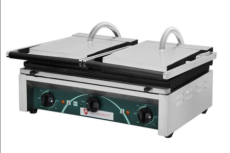 Grill elektryczny kontaktowy panini podwójny RN103-A  |  płyty ryflowane