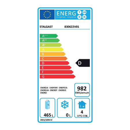Szafa chłodnicza ze stali nierdzewnej na nożkach, GN 2/1, V 650 l STALGAST 830622