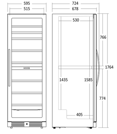 Winiarka | chłodziarka do wina | dwustrefowa | 461 l | na 126 butelek | 595x680x1764 mm | SV124B