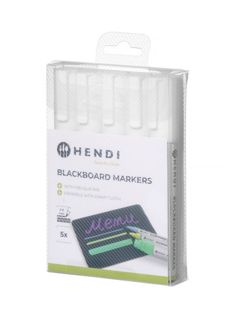 Markery do tablicy - wąska końcówka, zestaw - 5 szt. białych markeró HENDI 664209