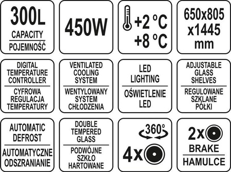 WITRYNA CHŁODNICZA 300L 65x80x144 CZARNA | YG-05040