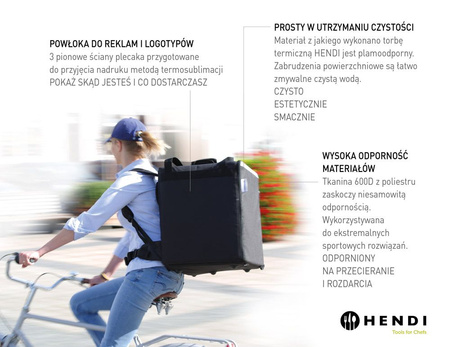 Plecak termiczny dostawczy, wymiary wew. 400x400x(H)470 mm HENDI 709801