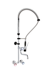 Bateria z prysznicem, montowana na ścianie, wylewka na środku, (H) HENDI 810293