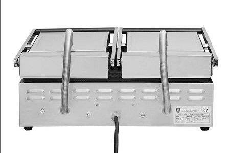 Grill elektryczny kontaktowy panini podwójny RN103-A  |  płyty ryflowane