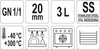 POJEMNIK GASTRONOMICZNY ZE STALI NIERDZEWNEJ GN 1/1 20 | YG-00250