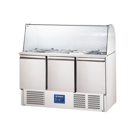 Stół chłodniczy 3 drzwiowy sałatkowy z nadstawą szklaną, V 368 l STALGAST 832232