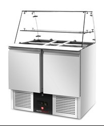 Stół chłodniczy sałatkowy z nadstawą szklaną RQS900SQ |  2-drzwiowy | 900x703x1285 mm