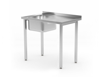 Stół ze zlewem 1-komorowym bez półki Budget Line – skręcany 800x600x(H)850 | HENDI 816776