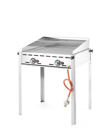 Grill gazowy Green Fire Profi Line 2-palnikowy - patelnia żeliwna i ruszt HENDI 149508