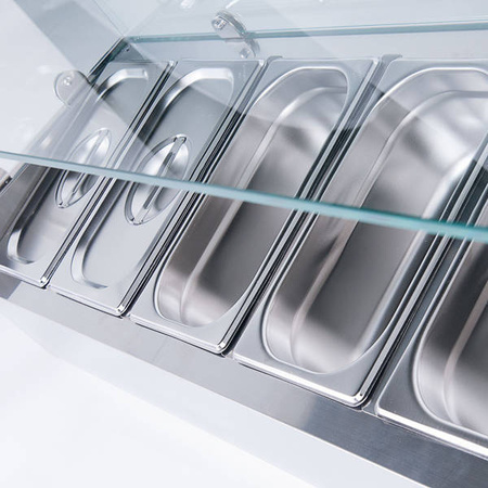 Witryna chłodnicza, nastawna z szybą, 5 x GN 1/4 STALGAST 834540