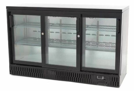 Barowa szafa chłodnicza | chłodziarka podblatowa RQ-330SCM | 3-drzwiowa | drzwi przesuwne | 341l