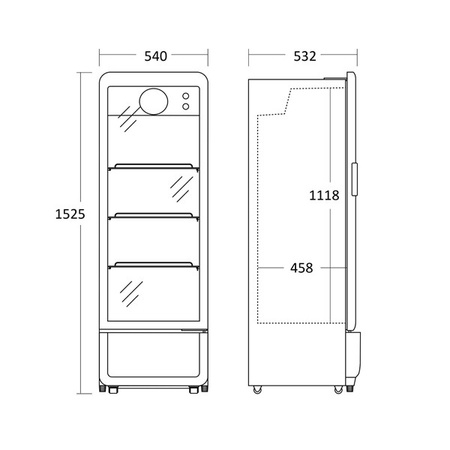 Szafa chłodnicza przeszklona DC240BD | czarna | zaokrąglone rogi | 218l
